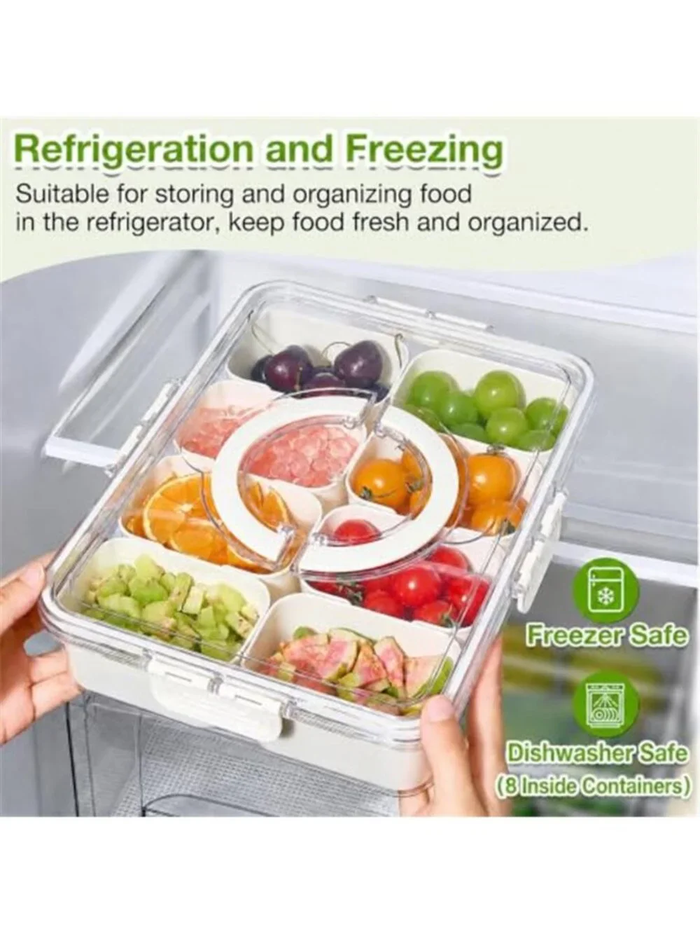 Snackle Box Container, 2 Pack Divided Serving Tray with Lid and Handle,Snack Box